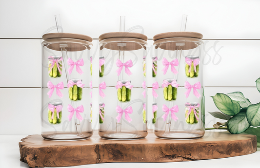 Pickle Jars and Bows - Double Sided Cup Wrap Only