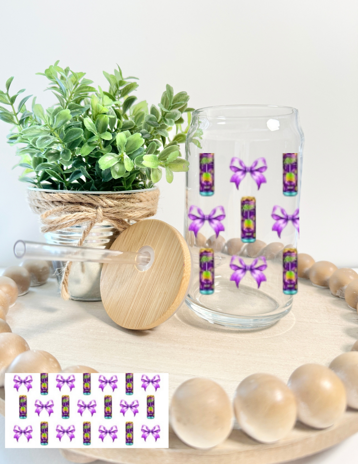 Brew And Bows Glass Cup