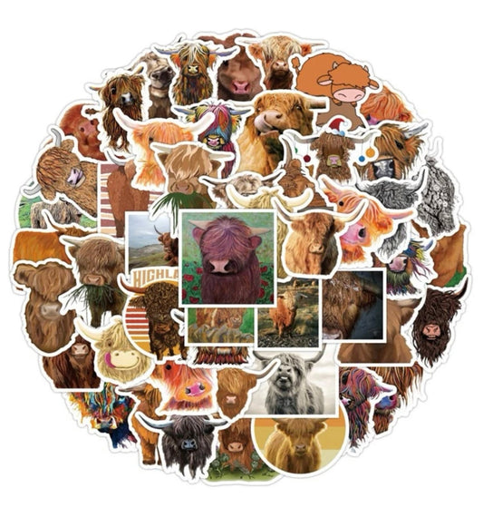 Highland cow stickers